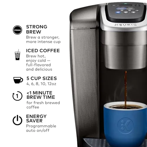 Keurig K-Elite brew size buttons and iced coffee mode on front panel