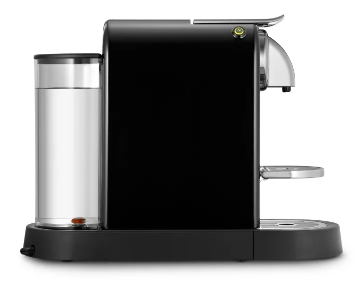 Nespresso CitiZ by De'Longhi black front view with water reservoir