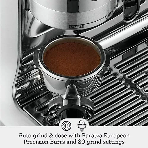 Breville Barista Pro espresso machine showing 30 grind settings feature