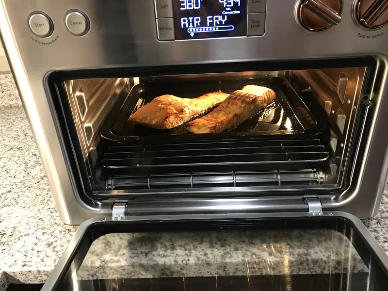 Café Couture Oven air fryer oven cooking salmon inside