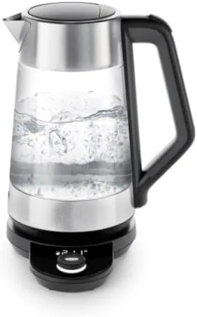 OXO Brew Adjustable Temperature Kettle glass body boiling, front view