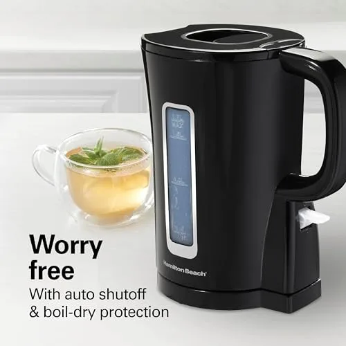 Hamilton Beach Electric Tea Kettle 1.7 Liter top view showing auto shut-off controls