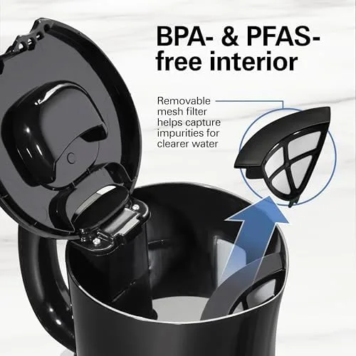 Hamilton Beach Electric Tea Kettle 1.7 Liter water level window close-up on body