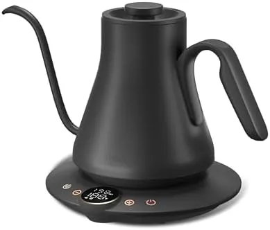 INTASTING 0.9L gooseneck electric kettle front view with digital base