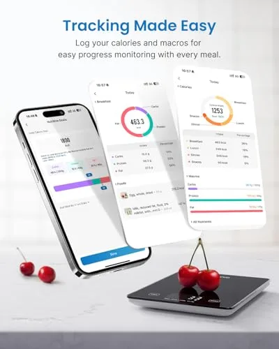 RENPHO R-T001 app dashboard showing calories and macros tracking
