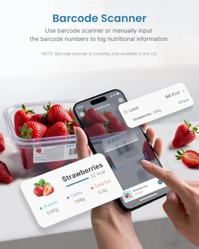 RENPHO Renpho Health barcode scanner logging nutrition from strawberry package
