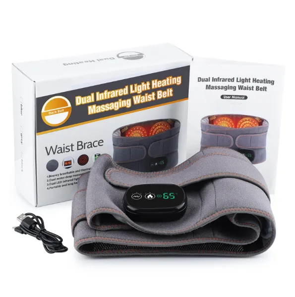 Red Light Heating Massage Waist Protector Belt shown around the lower torso