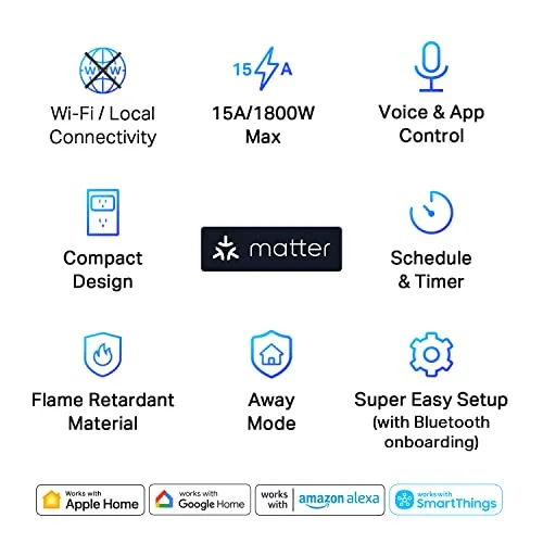Tapo P125M smart plug side view showing feature highlights