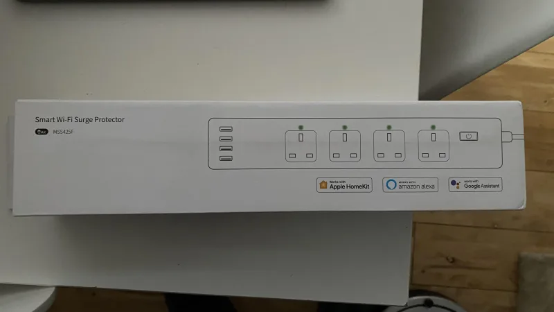 Meross MSS425F smart power strip showing 4 USB charging ports