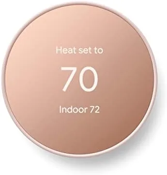 Google Nest Thermostat front view showing mirrored display and touch strip